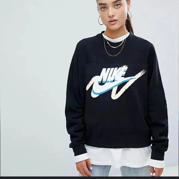 Nike Archive Black Scribble Logo Sweatshirt - Picture 1 of 8